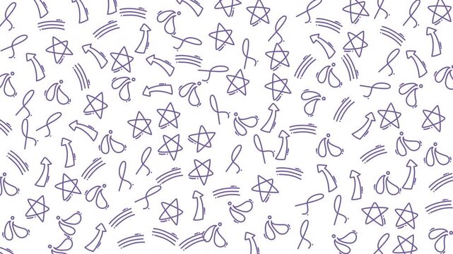 A detailed collection of hand-drawn sewing and embroidery symbols creating a seamless textile pattern for creative projects and designs.