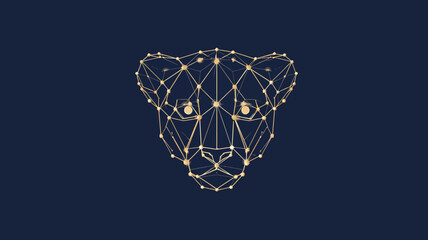A stylized cheetah head formed by interconnected golden lines and nodes, representing network and strategy.