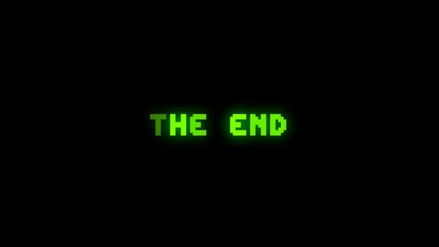 The End Pixel Text. Retro Arcade Ending Screen Animation
