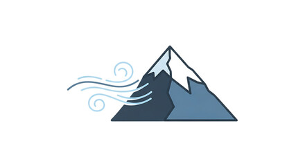 Mountain peak with blowing wind nature symbol illustration design concept