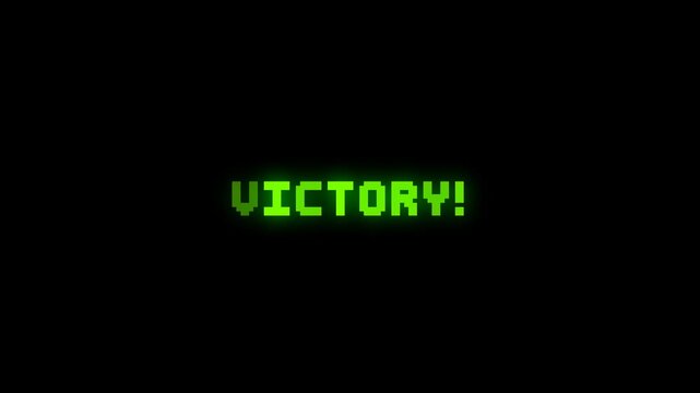 Victory Pixel Text. Retro Game Win Screen Animation