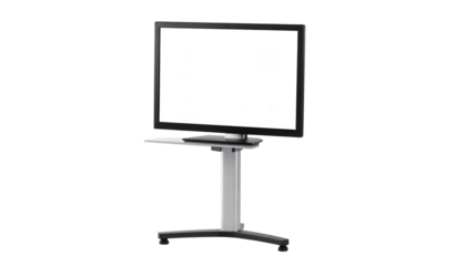 Monitor on stand, white screen, sleek modern design