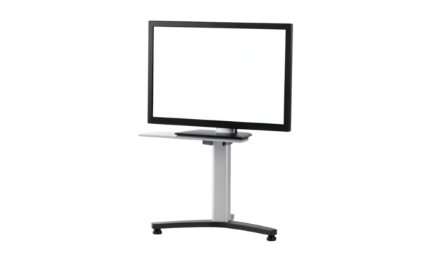Monitor on stand, white screen, sleek modern design