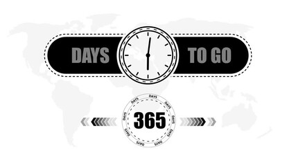 365 Days to go countdown timer icon.Minimal countdown timer animation days to go.Count time display with numbers sale, label button ,promotion clock sign business concept.