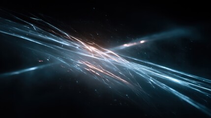 Abstract light streaks in dark background, dynamic motion with glowing effects capturing energy and movement in a digital artistic representation
