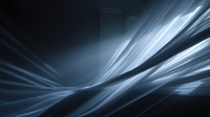 Obraz premium Ethereal Light Rays Dancing Through Sheer Fabrics in a Dimly Lit Room Creating an Enigmatic and Dreamlike Atmosphere for Artistic Visuals