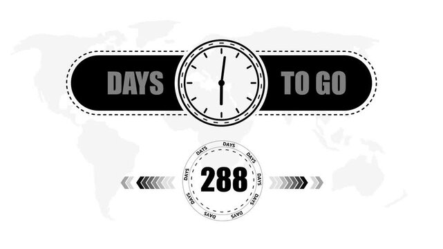 288 Days to go countdown timer icon.Minimal countdown timer animation days to go.Count time display with numbers sale, label button ,promotion clock sign business concept.