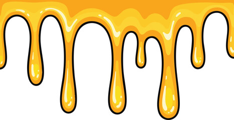 Golden Honey Dripping Viscous Liquid Golden Yellow Color Pixel Art Style