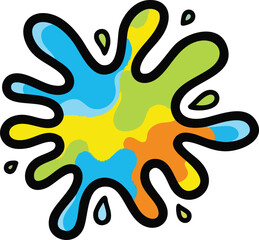 Colorful Water Splatter Abstract Splash Liquid Art Paint Droplet Vibrant Yellow Blue Green Orange