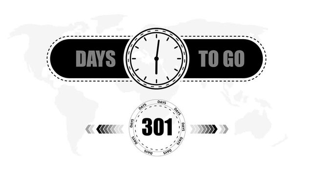 301 Days to go countdown timer icon.Minimal countdown timer animation days to go.Count time display with numbers sale, label button ,promotion clock sign business concept.