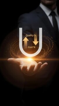 An u shaped curve business concept quality increase cost decrease efficiency optimization strategy analytics innovation success improvement performance leadership management planning analysis data