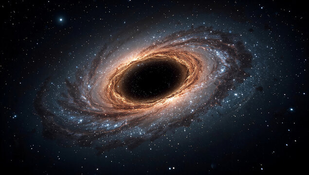 Mesmerizing black hole and swirling galaxy portrait