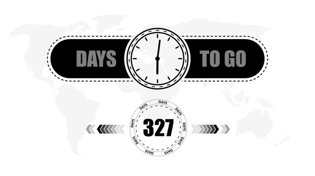 327 Days to go countdown timer icon.Minimal countdown timer animation days to go.Count time display with numbers sale, label button ,promotion clock sign business concept.