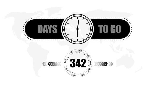 342 Days to go countdown timer icon.Minimal countdown timer animation days to go.Count time display with numbers sale, label button ,promotion clock sign business concept.