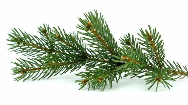 Isolated green pine evergreen branch with needle detail, showcasing natures serene beauty, symbol of winter calm and festive spirit
