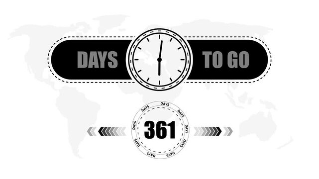 361 Days to go countdown timer icon.Minimal countdown timer animation days to go.Count time display with numbers sale, label button ,promotion clock sign business concept.