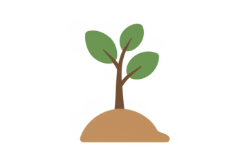 Young plant seedling growing from a mound of soil, symbolizing environmental care, new beginnings, nature and future growth