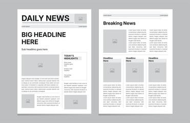 Modern Newspaper layout design editable print templateclassic black and white newspaper page template