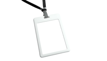 ID badge on lanyard, suspended