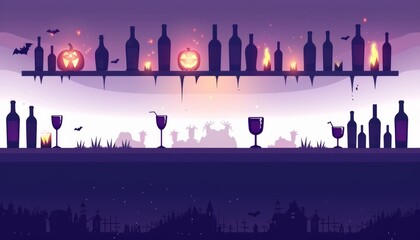 Spooky halloween party vibes friends celebrate with drinks amidst eerie decor and neon lights