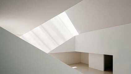 Minimalist architectural interior bathed in light