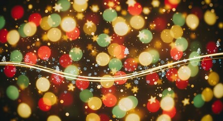Vibrant Christmas Holiday Bokeh Lights Background with Festive Sparkles and Abstract Glowing Effect