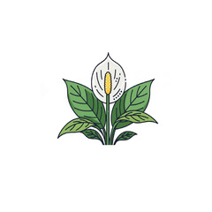 Elegant Peace Lily Houseplant Botanical Icon