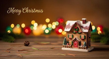 Celebrate the Christmas season with a charming little house and warm glowing lights