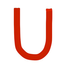 Alphabet of U, Plaster Rake Brush on transparent background, Abstract isolated background, Illustration, Typography, Education, Handmade, Set A-Z