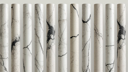 Minimalist row of cylindrical marble columns