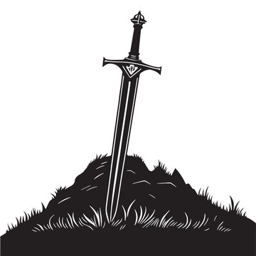 Black excalibur Silhouette Vector, High Quality Illustration on White Background