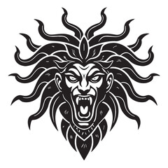 Black gorgons Silhouette Vector, High Quality Illustration on White Background