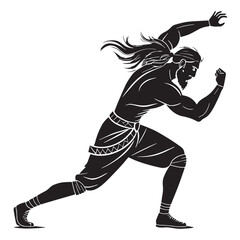 Fototapeta premium Black glima icelandic viking wrestling Silhouette Vector, High Quality Illustration on White Background