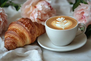 Elegant Morning Scene with Luxury Postcard and Peonies