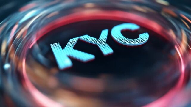 Close-up of glowing blue initials inside a circular pink ring, with rippling light and depths softly