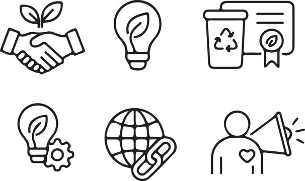 Sustainability and Eco Friendly Icons Representing Environment and Responsible Practices
