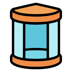 public shower stall corner cabin flat color vector illustration template design