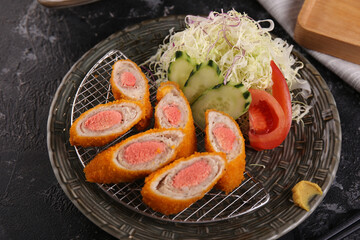 明太子のミルフィーユカツ巻き