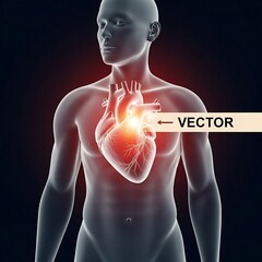 Human Heart Anatomy Illustration with Vector Label.