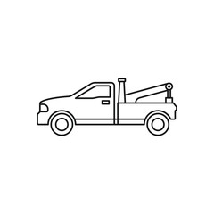 Black Outline Tow Truck Illustration White Background