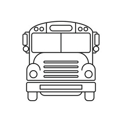 Schoolbus outline icon. Vector thin line illustration of a school bus or public transport
