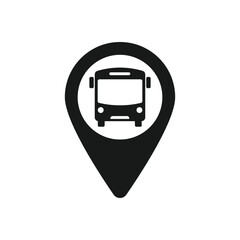 Bus station map pin. Bus station location pin. GPS bus location symbol for apps and websites isolated on white background