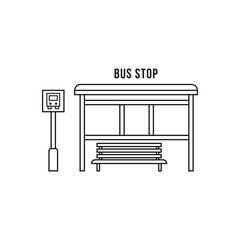 Minimal bus stop icon in line art style. Editable vector illustration of public transport symbol, ideal for transit apps, city maps, or transportation websites.
