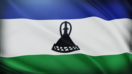 Waving Flag of Lesotho National Symbol Image