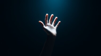 Person’s hand, team conflict, emotional stress, Finding Hope in the Darkness: Symbolic Hand Reaching for Light in Workplace Burnout, Emotional Recovery Concept with Copy Space for Text