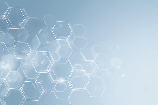 透明感のある六角形が重なるサイエンス系背景 - Powered by Adobe