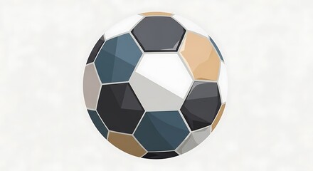 Stylized geometric soccer ball with modern low poly design.