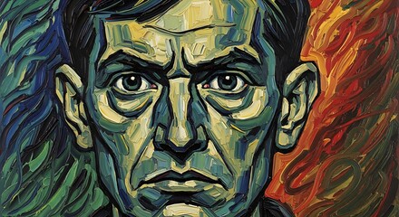 Intense Portrait of a Man with Colorful Background.