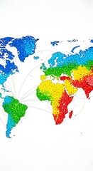 World Map Depicting Climate Zones with Color-Coded Regions.
