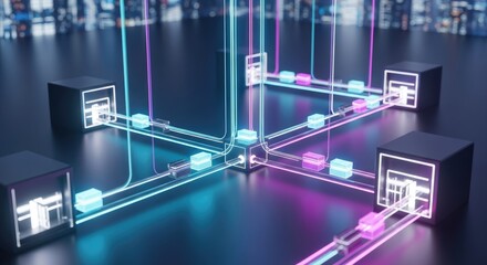 Futuristic Network Infrastructure - Data Transmission and Connectivity.